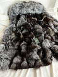 Carmen Charlott Luxury Silver Fox Fur Parka Black