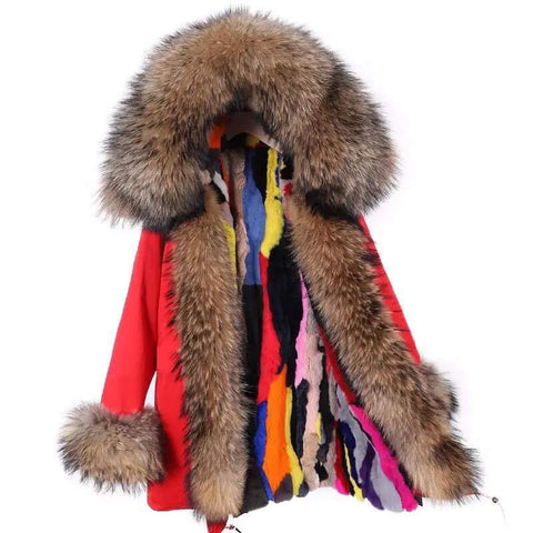 Carmen Charlott EDITION Luxury Fox Fur Parka Red with XXL Fur