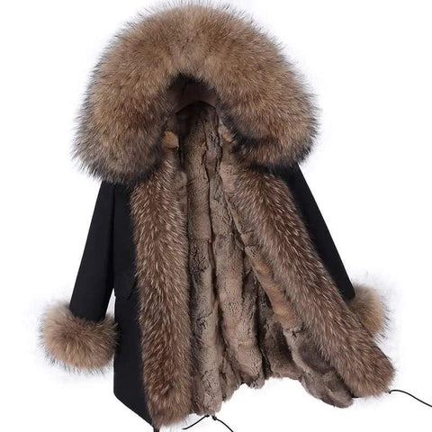 Carmen Charlott EDITION Luxury Fox Fur Parka Black with XXL Fur