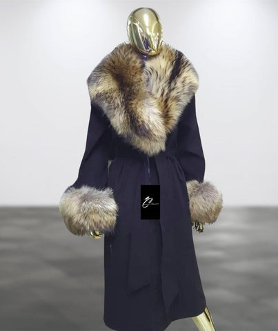 Carmen Charlott 100% CASHMERE Luxury Raccon Fur Coat AW23