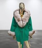 Carmen Charlott 100% CASHMERE Luxury Fox Fur Coat with Hood AW23