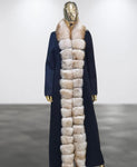 Carmen Charlott 100% CASHMERE Luxury Fox Fur Extra Long Coat AW23
