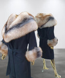 Carmen Charlott 100% ALPAKA Luxury Fox Fur Coat with Hood AW23