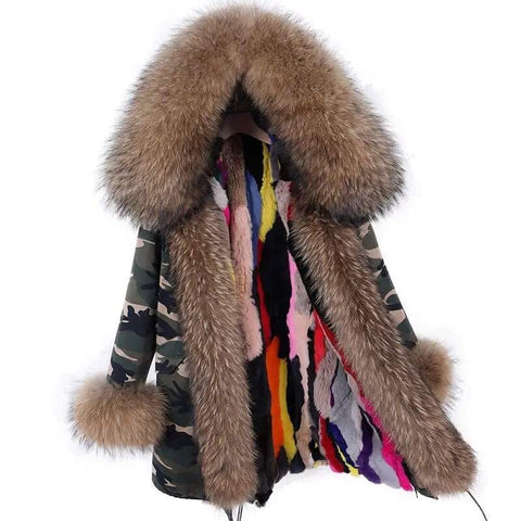 Carmen Charlott EDITION Luxury Fox Fur Parka Camouflage with XXL Fur
