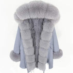 Carmen Charlott Fox Fur Parka Grey with Grey Fur
