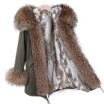 Carmen Charlott EDITION Luxury Fox Fur Parka Green with XXL Fur
