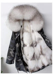 Carmen Charlott Polar Fox Fur Parka Camouflage Gray
