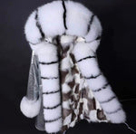 Carmen Charlott Luxury Fox Fur Parka Silver with Black and White Fur