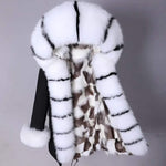 Carmen Charlott Luxury Fox Fur Parka Black with Black and White Fur