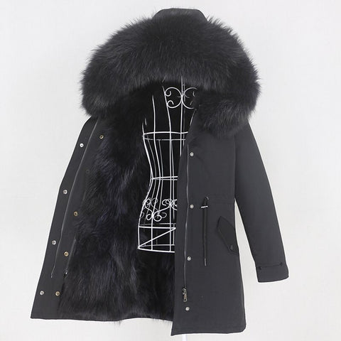 Carmen Charlott Fox Fur Parka Black AW20