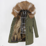 Carmen Charlott Fox Fur Parka Green AW20