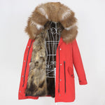 Carmen Charlott Fox Fur Parka Red AW20