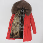 Carmen Charlott Fox Fur Parka Red AW20