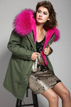 Carmen Charlott Parka Green - Pink Fur