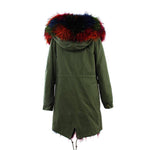 Carmen Charlott Fox Fur Parka Green - Multicolor Fur