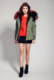 Carmen Charlott Jacket Green - Multicolor Fur
