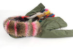 Carmen Charlott Fox Fur Jacket Green - Natural and Pink Fur