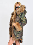 Carmen Charlott Raccon Fur Parka Camouflage