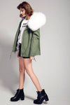 Carmen Charlott Jacket Green - White Fur