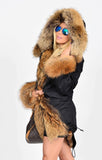 Carmen Charlott Raccon Fur Parka Black