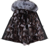 Carmen Charlott Fox Fur Parka Camouflage - Silver Fox Fur
