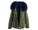 Carmen Charlott Jacket Green - Blue Fur