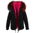 Carmen Charlott Jacket Black - Multicolor Fur