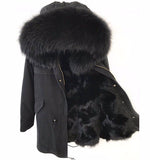Carmen Charlott Fox Fur Parka Black - Black Fur