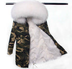 Carmen Charlott Fox Fur Parka Camouflage - White Fur