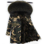 Carmen Charlott Fox Fur Parka Camouflage - Khaki Fur