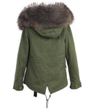 Carmen Charlott Jacket Green - Grey Fur