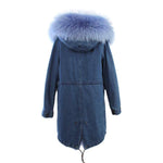 Carmen Charlott Fox Fur Parka Denim - Light Blue Fur