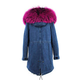 Carmen Charlott Fox Fur Parka Denim - Multicolor Fur