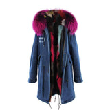 Carmen Charlott Fox Fur Parka Denim - Multicolor Fur