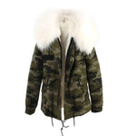 Carmen Charlott Jacket Camouflage - White Fur