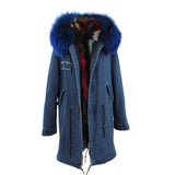 Carmen Charlott Fox Fur Parka Denim - Blue Fur