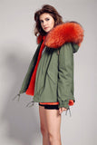 Carmen Charlott Jacket Green - Orange Fur
