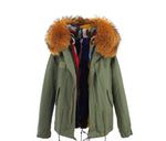 Carmen Charlott Fox Fur Jacket Green - Yellow Fur
