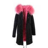 Carmen Charlott Parka Black - Light Pink Fur