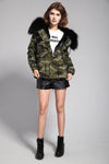 Carmen Charlott Jacket Camouflage - Black Fur
