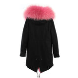 Carmen Charlott Parka Black - Light Pink Fur