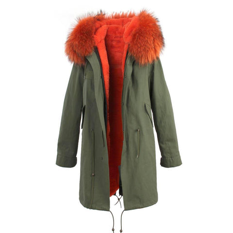 Carmen Charlott Parka Green - Orange Fur