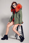 Carmen Charlott Jacket Green - Orange Fur