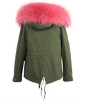 Carmen Charlott Jacket Green - Light Pink Fur