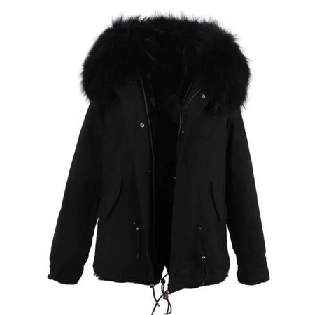 Carmen Charlott Jacket Black - Black Fur