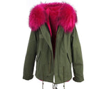 Carmen Charlott Jacket Green - Pink Fur