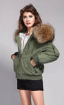 Carmen Charlott Bomber Jacket Green - Natural Fur
