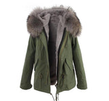 Carmen Charlott Jacket Green - Grey Fur