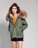 Carmen Charlott Jacket Green - Natural Fur