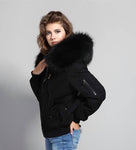 Carmen Charlott Bomber Jacket Black - Black Fur